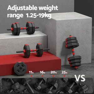 Everfit Dumbbell Barbell Set | 20kg | Adjustable | Weight Plates