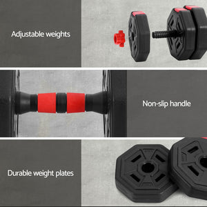 Everfit Dumbbell Barbell Set | 20kg | Adjustable | Weight Plates