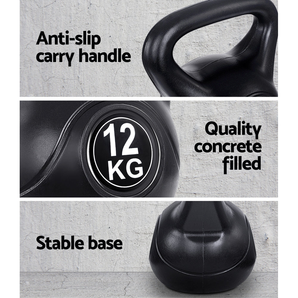 Everfit 12kg Kettlebell Set | Weight Lifting | Bench | Dumbbells | Kettlebell | Gym | Home