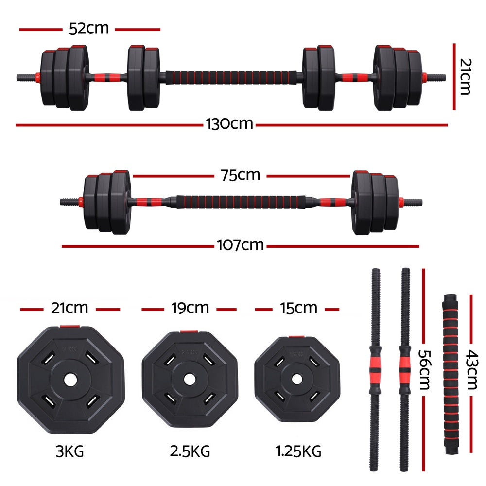 Everfit Dumbbell Barbell Set | 40kg | Adjustable | Weight Plates