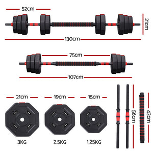 Everfit Dumbbell Barbell Set | 40kg | Adjustable | Weight Plates