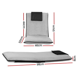 Floor Lounge Sofa Bed Set 2pc | Floor Cushion | Velvet | Grey
