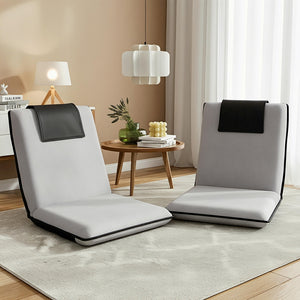 Floor Lounge Sofa Bed Set 2pc | Floor Cushion | Velvet | Grey