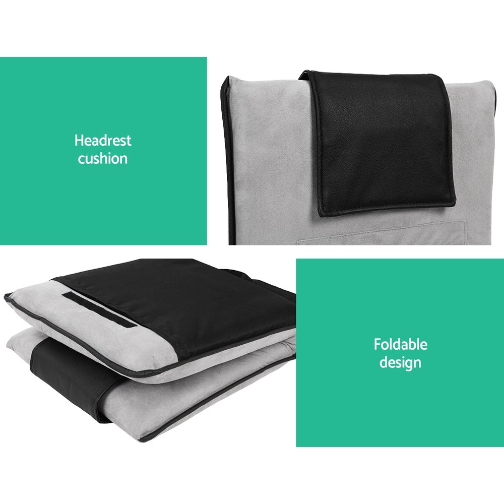 Floor Lounge Sofa Bed Set 4pc | Velvet Floor Cushion | Grey