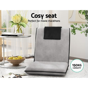 Floor Lounge Sofa Bed Set 4pc | Velvet Floor Cushion | Grey