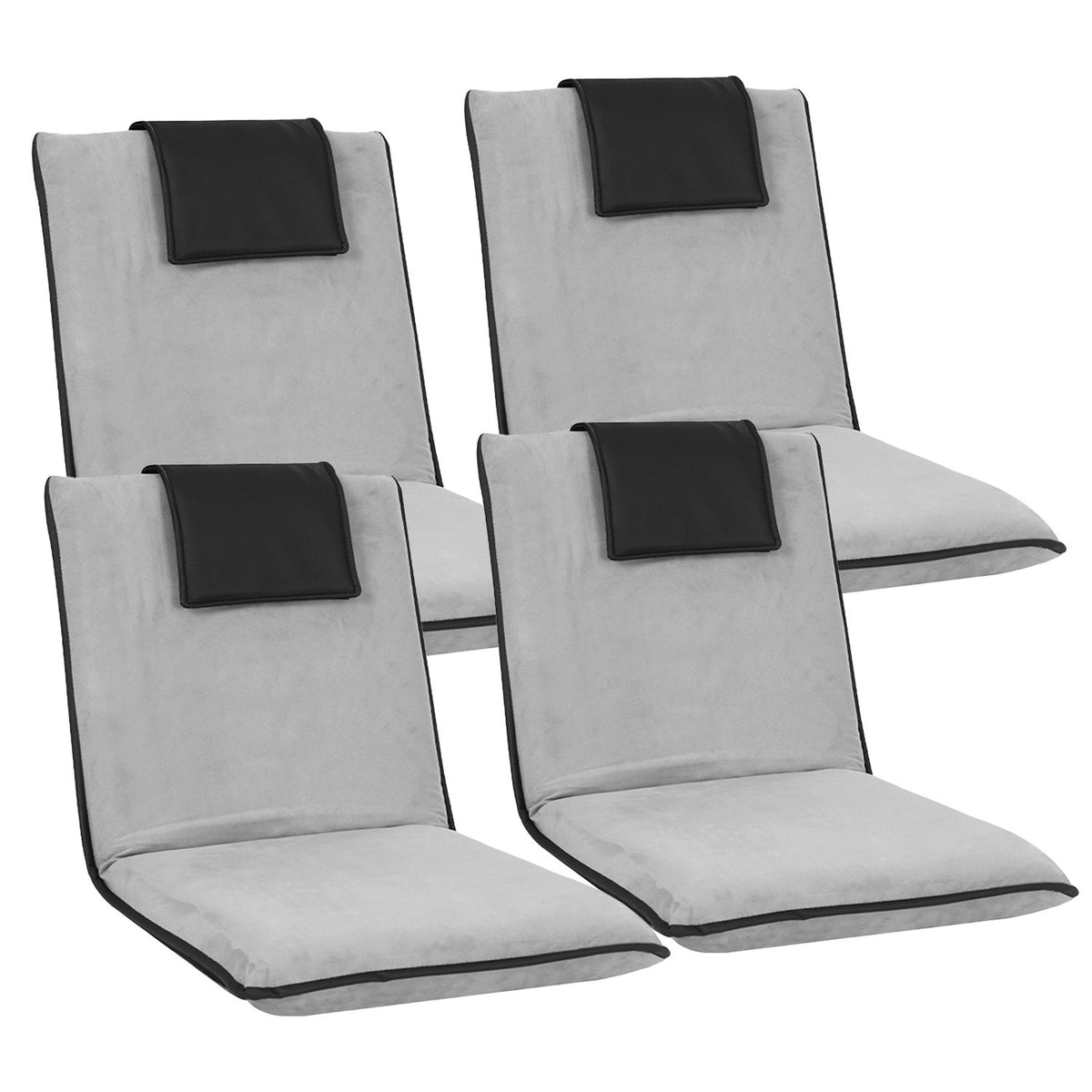 Floor Lounge Sofa Bed Set 4pc | Velvet Floor Cushion | Grey