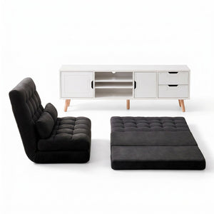 Artiss Sofa Bed Adjustable Floor Chair & TV Unit 120cm Entertainment Cabinet Set