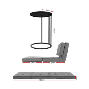 Artiss Single Sofa Bed and Side Table Set, Adjustable Recliner Narrow End Table