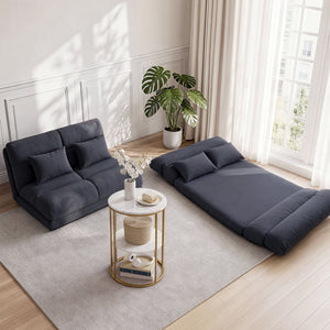 Artiss Floor Lounge Sofa Bed & Coffee Table 2 Tier Marble Effect Side Table Set