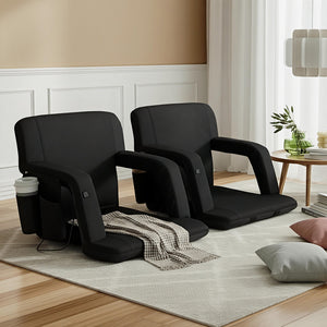 Floor Lounge Sofa Bed Set 2pc | Heated Cushion | With Armrests