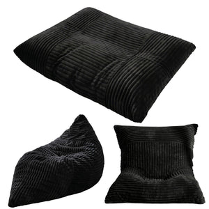 Artiss 3-in-1 Bean Bag Chair for Living Room Convertible Floor Sofa Dark Grey