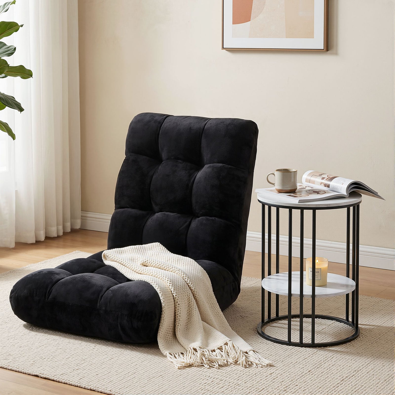 Floor Sofa Bed Bundle | Foldable Recliner Chair & Side Table