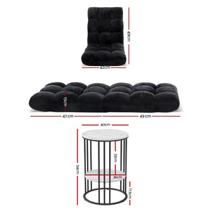 Artiss Sofa Bed Floor Lounge Recliner Foldable Chair & Side Table Bundle