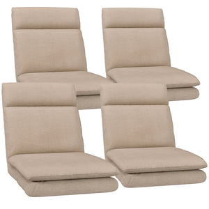 Foldable Floor Sofa Chairs Set 4pc | Linen Fabric | Beige