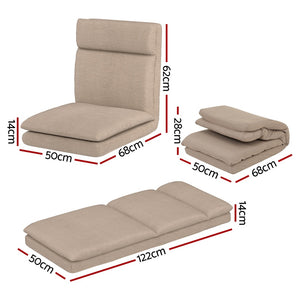Foldable Floor Sofa Chairs Set 4pc | Linen Fabric | Beige