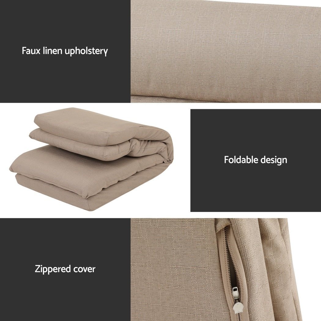Foldable Floor Sofa Chairs Set 4pc | Linen Fabric | Beige