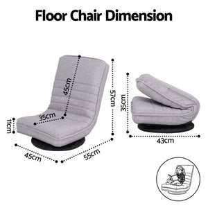 Swivel Floor Chair | 360° Adjustable | Foldable Lounge Seat | Grey