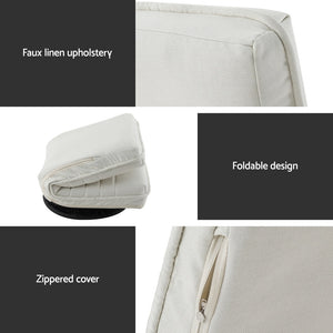 Floor Chairs Set 4pc | Swivel + Foldable | Linen Upholstery | White