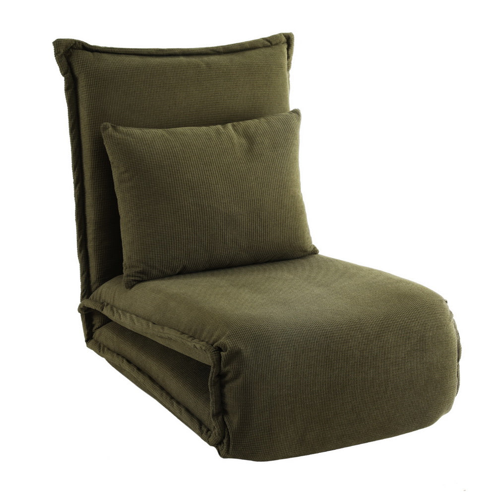 Floor Lounge Sofa Bed | Foldable Adjustable Recliner | Green Fabric