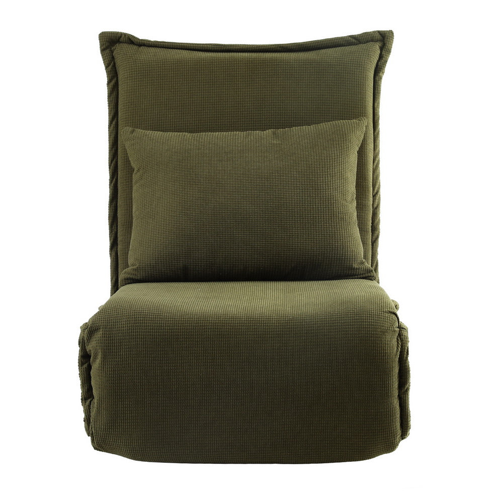 Floor Lounge Sofa Bed | Foldable Adjustable Recliner | Green Fabric