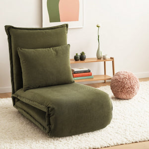 Floor Lounge Sofa Bed | Foldable Adjustable Recliner | Green Fabric
