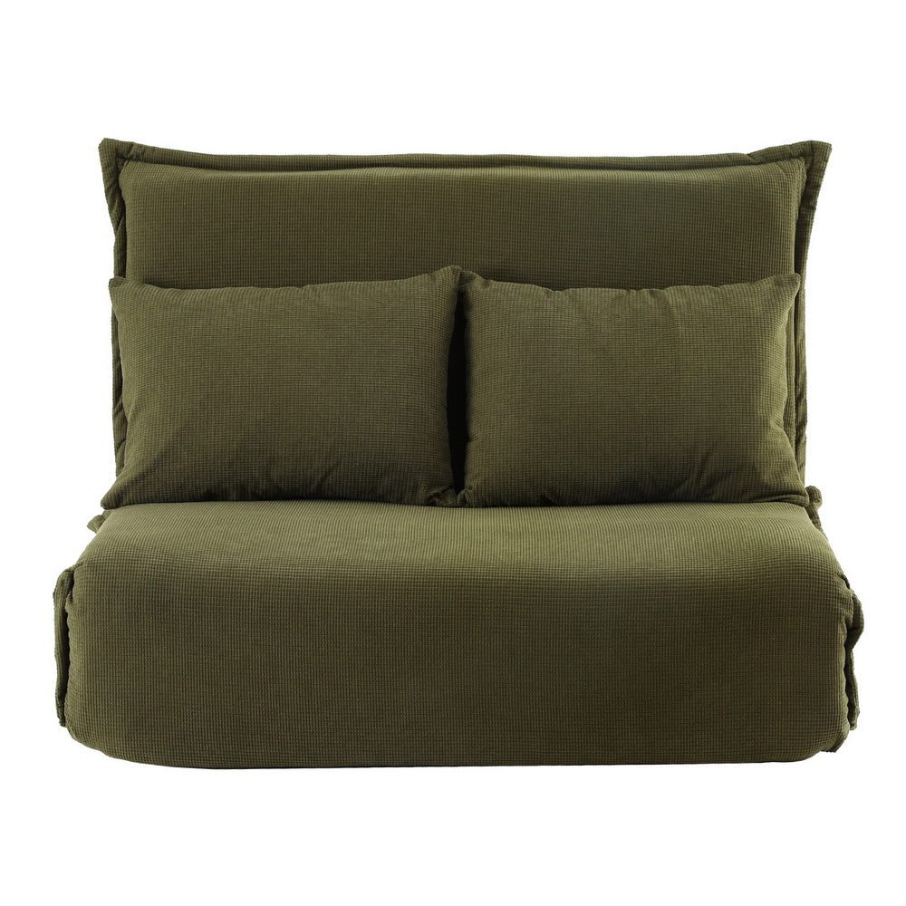 Floor Lounge Sofa Bed | Foldable 2-Seater | Adjustable Recliner | Green Fabric