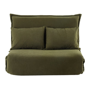 Floor Lounge Sofa Bed | Foldable 2-Seater | Adjustable Recliner | Green Fabric