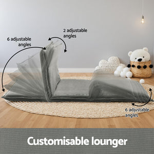 Foldable Floor Sofa Bed | 2 Seater | Convertible Lounger | Grey