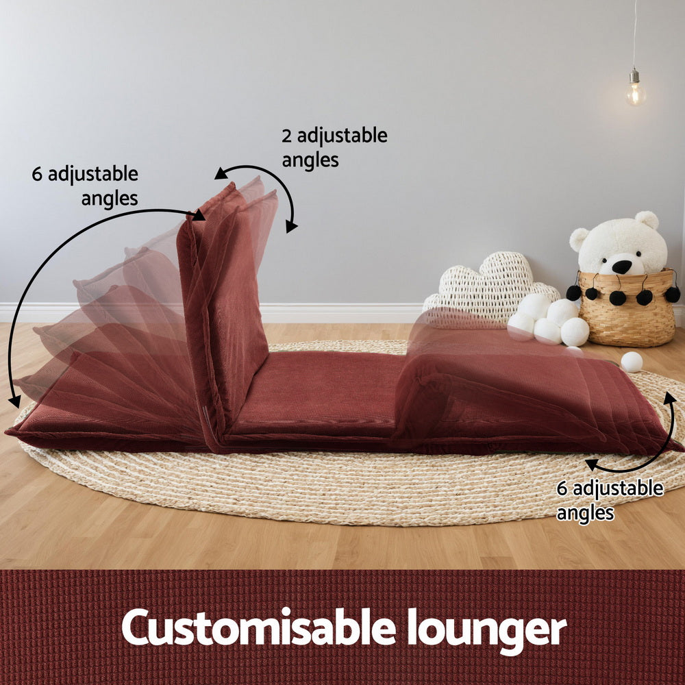 Convertible Floor Sofa Bed | 2 Seater Folding Lounger | Orange