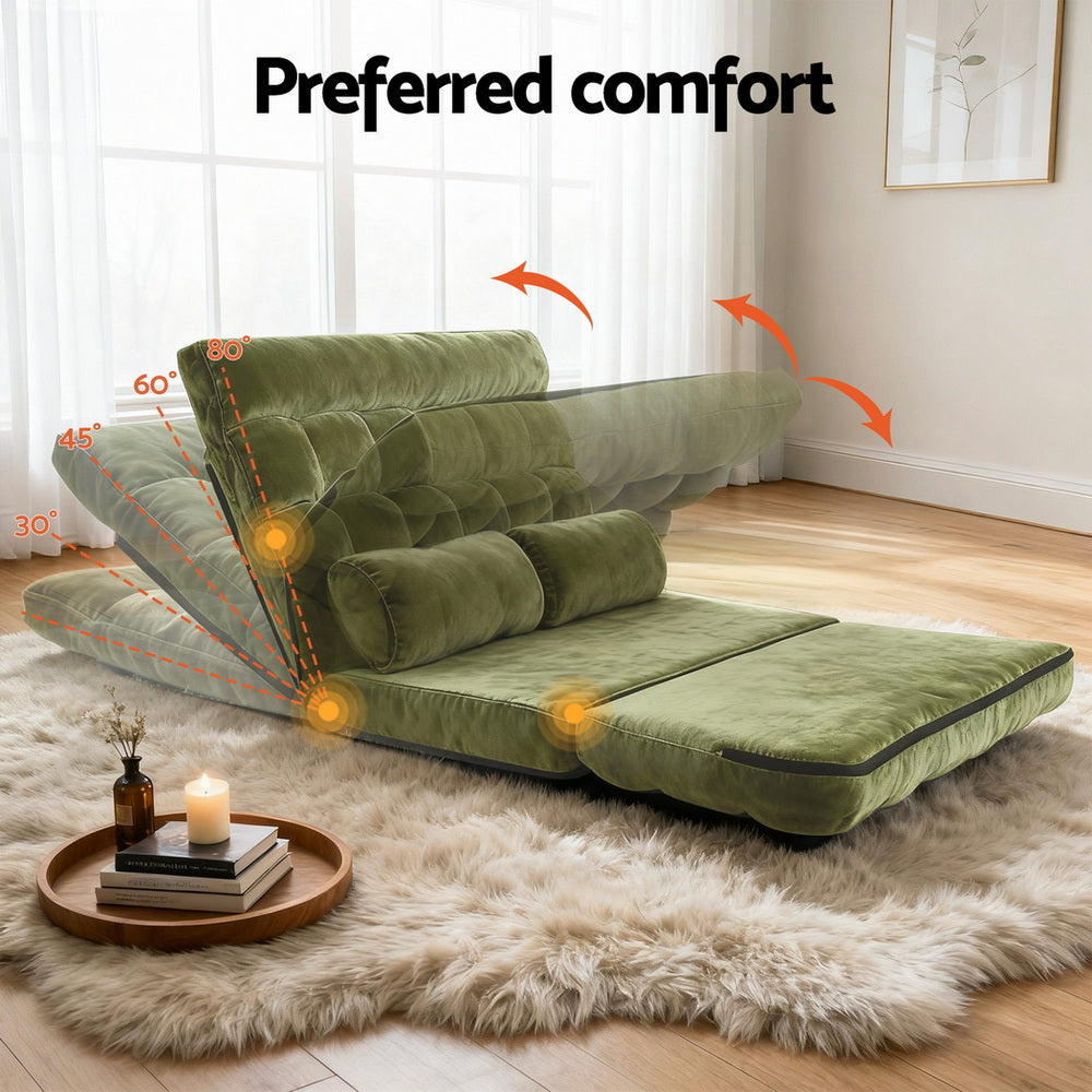 2 Seater Sofa Bed | Green Fabric | Lounge Couch