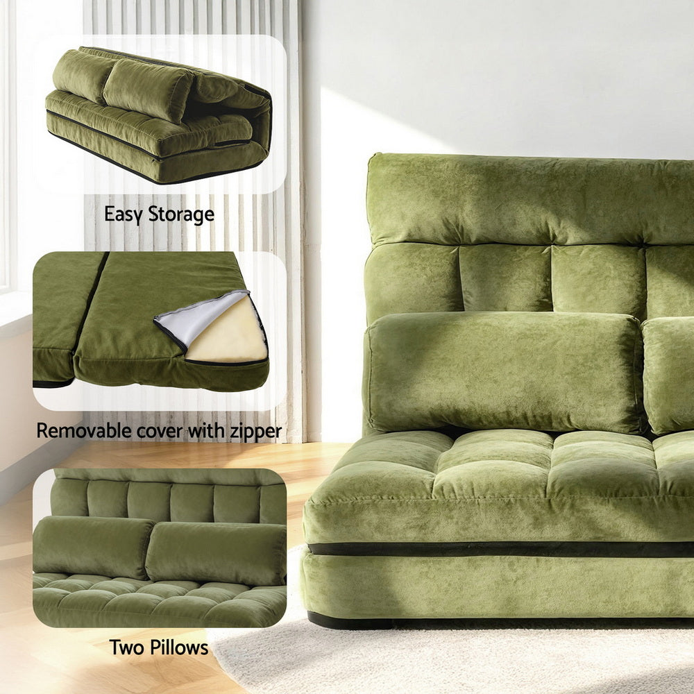 2 Seater Sofa Bed | Green Fabric | Lounge Couch