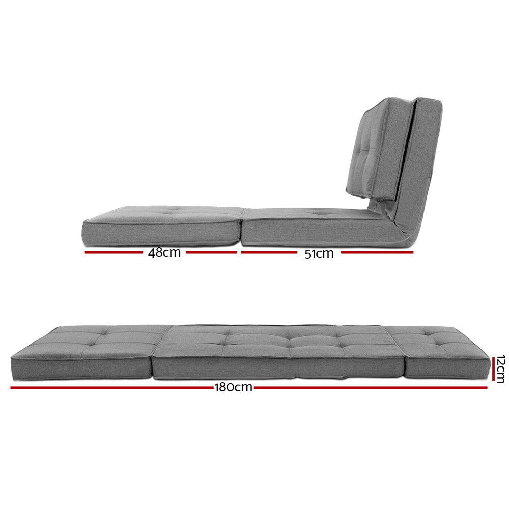 Floor Lounge | Single Sofa Bed | Grey | Fabric