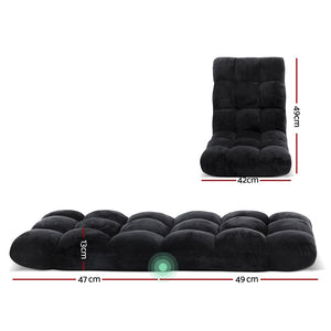 Lounge Sofa Bed Set 2pc | Flannel Fabric | Black