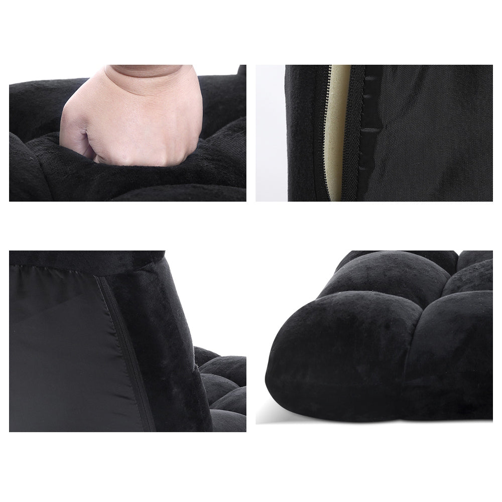 Lounge Sofa Bed Set 2pc | Flannel Fabric | Black
