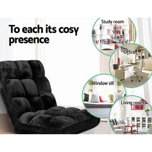 Lounge Sofa Bed Set 2pc | Flannel Fabric | Black