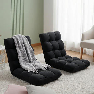 Lounge Sofa Bed Set 2pc | Flannel Fabric | Black