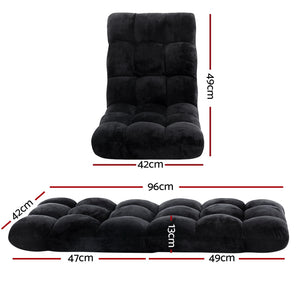Lounge Sofa Bed Set 4pc | Flannel Fabric | Black