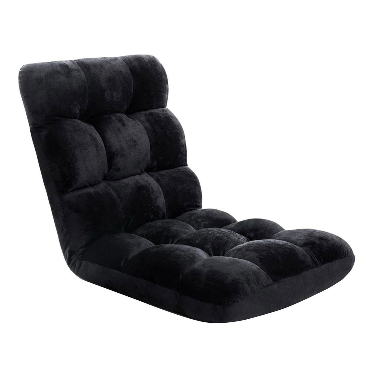 Lounge Sofa Bed Set 4pc | Flannel Fabric | Black