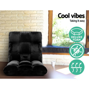 Lounge Sofa Bed Set 4pc | Flannel Fabric | Black