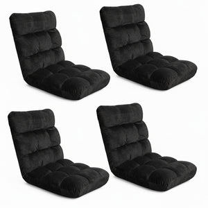 Lounge Sofa Bed Set 4pc | Flannel Fabric | Black