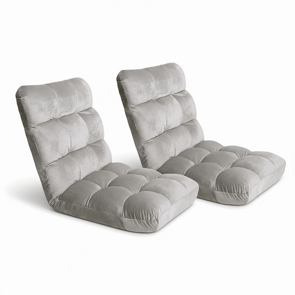 Lounge Sofa Bed Set 2pc | Flannel Fabric | Grey