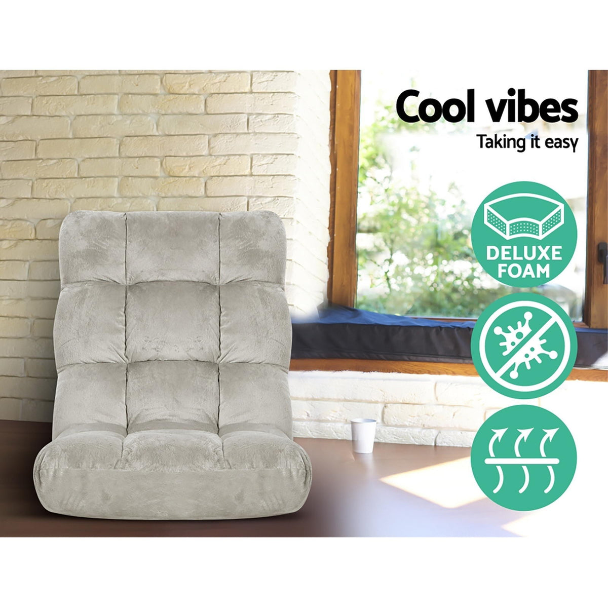 Lounge Sofa Bed Set 4pc | Flannel Fabric | Grey