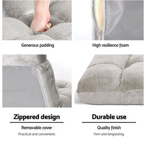 Lounge Sofa Bed Set 4pc | Flannel Fabric | Grey