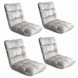 Lounge Sofa Bed Set 4pc | Flannel Fabric | Grey