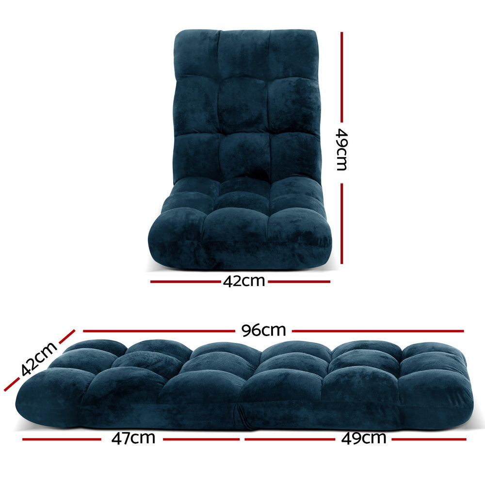 Floor Lounge Sofa Bed | Flannel Fabric | Navy