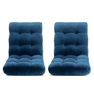 Floor Lounge Sofa Bed Set 2pc | Flannel Fabric | Navy