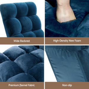 Floor Lounge Sofa Bed Set 2pc | Flannel Fabric | Navy