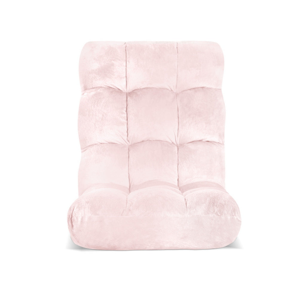 Floor Lounge Sofa Bed | Flannel Fabric | Pink