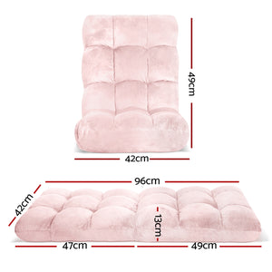 Floor Lounge Sofa Bed Set 2pc | Flannel Fabric | Pink
