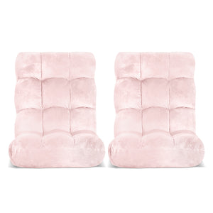 Floor Lounge Sofa Bed Set 2pc | Flannel Fabric | Pink